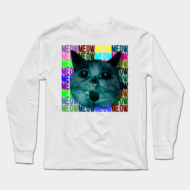 cat rofl meow mem space nature Long Sleeve T-Shirt by denpoolswag